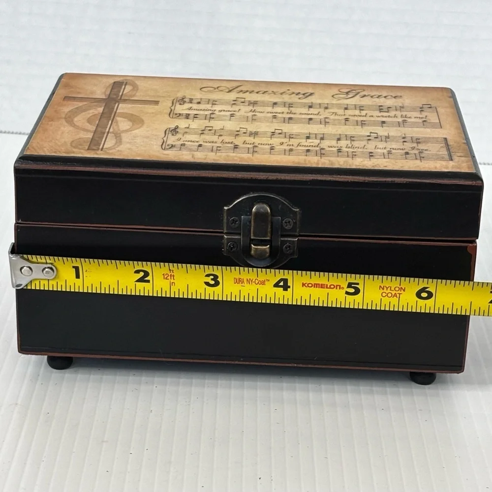 Wooden Music Jewelry Box Plays Amazing Grace